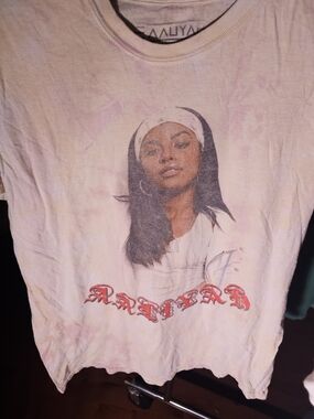 Graphic Tee with Portrait and Red Script